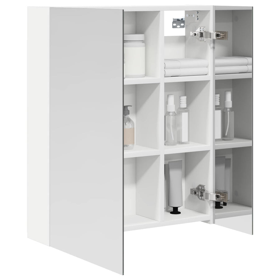 Badkamer spiegelkast Wit 60 x 14,5 x 70 cm Bewerkt hout