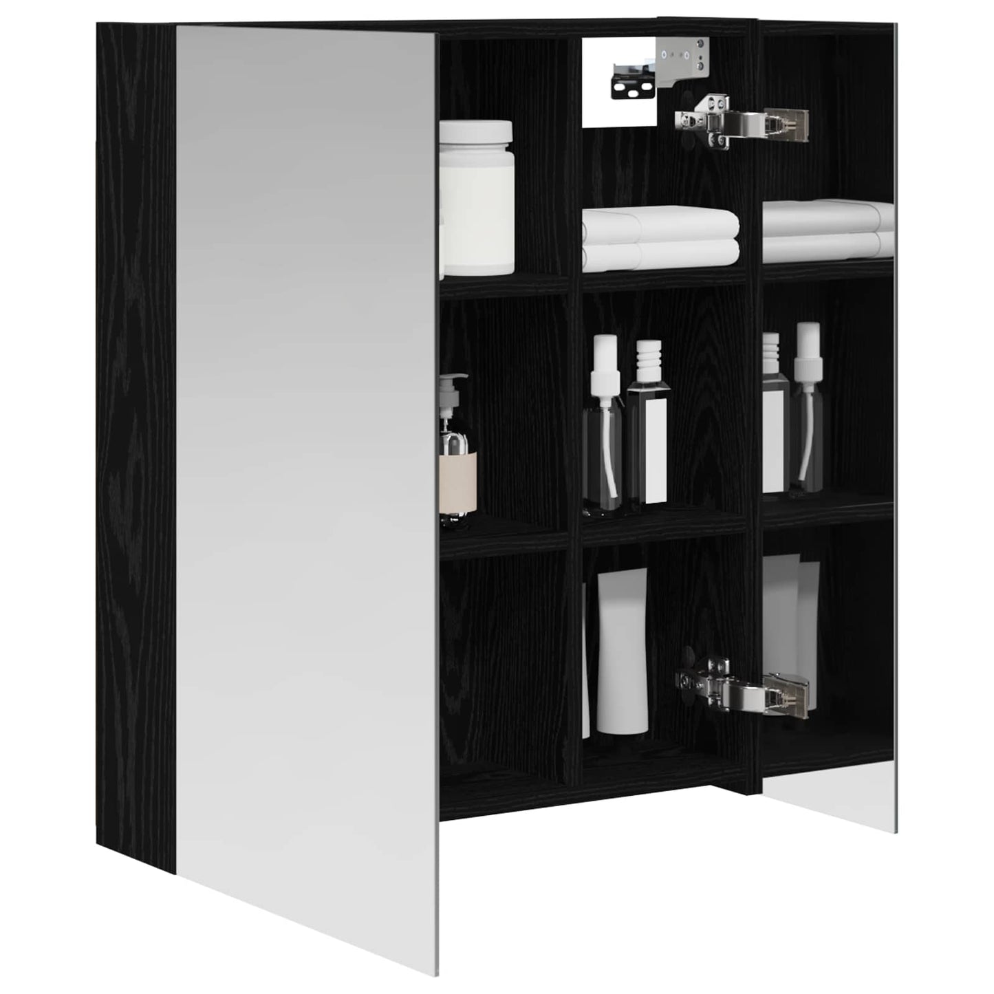 Badkamer spiegelkast Zwart Eiken 60 x 14,5 x 70 cm Bewerkt hout