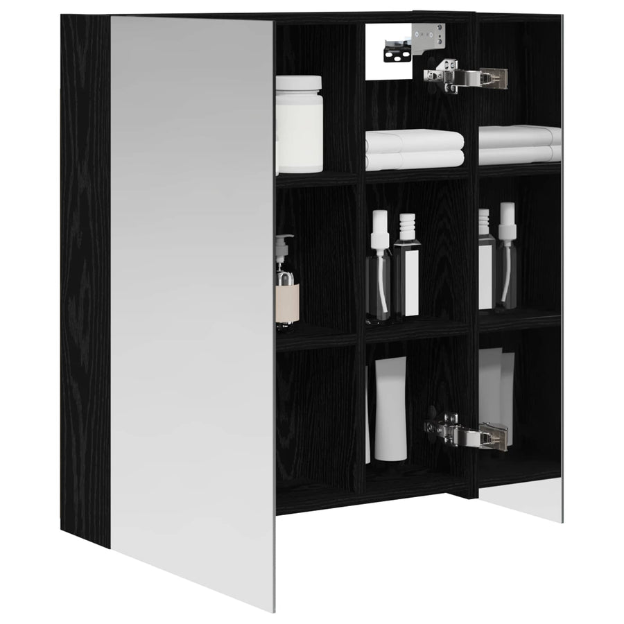Badkamer spiegelkast Zwart Eiken 60 x 14,5 x 70 cm Bewerkt hout