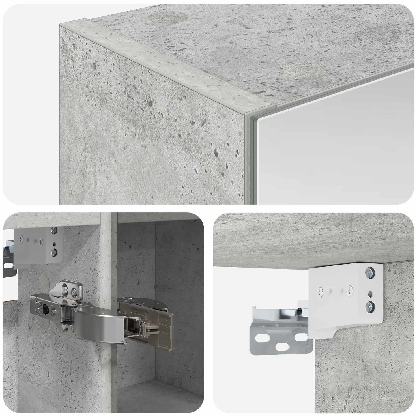 Badkamer spiegelkast Beton Grijs 60 x 14,5 x 70 cm Bewerkt hout