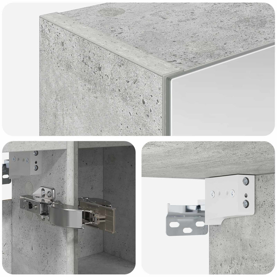 Badkamer spiegelkast Beton Grijs 60 x 14,5 x 70 cm Bewerkt hout