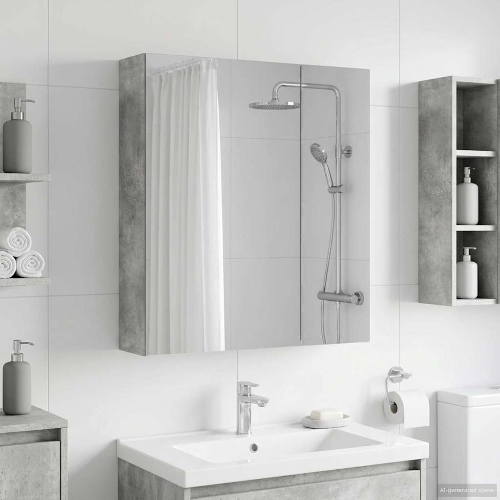 Badkamer spiegelkast Beton Grijs 60 x 14,5 x 70 cm Bewerkt hout