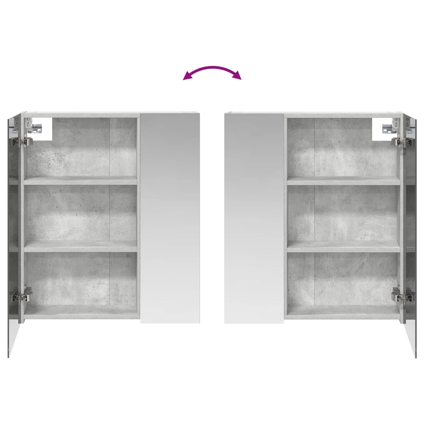 Badkamer spiegelkast Beton Grijs 60 x 14,5 x 70 cm Bewerkt hout