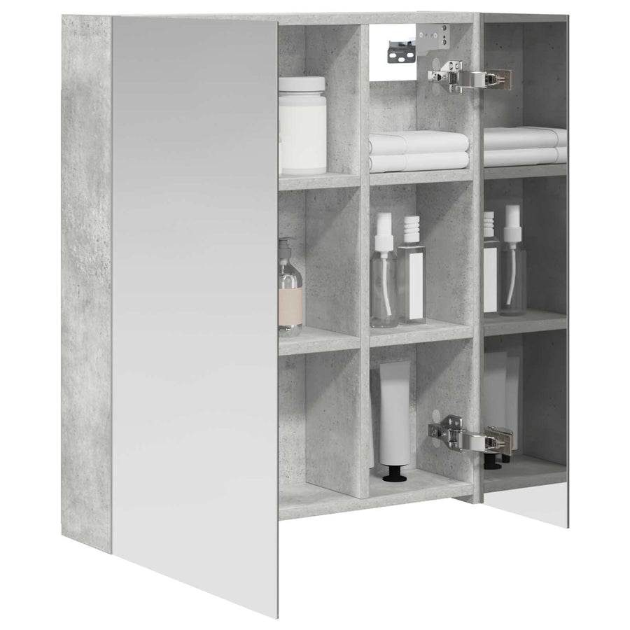Badkamer spiegelkast Beton Grijs 60 x 14,5 x 70 cm Bewerkt hout