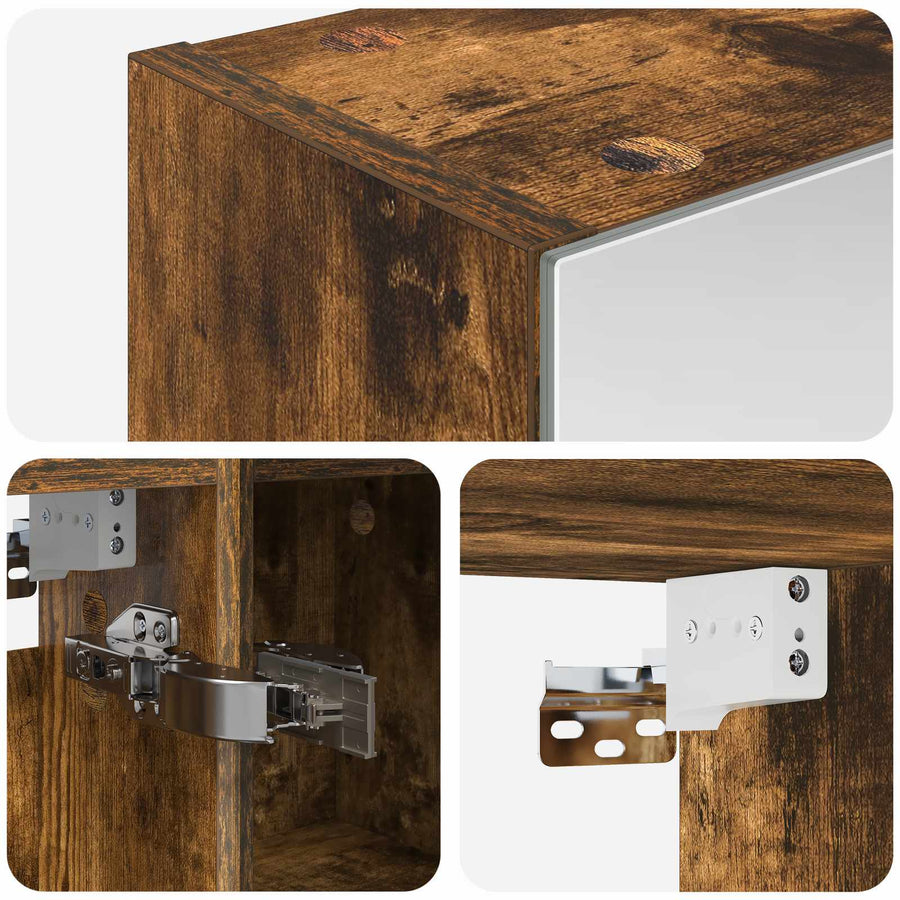 Badkamer spiegelkast met plank Gerookt eiken 60 x 14,5 x 70 cm