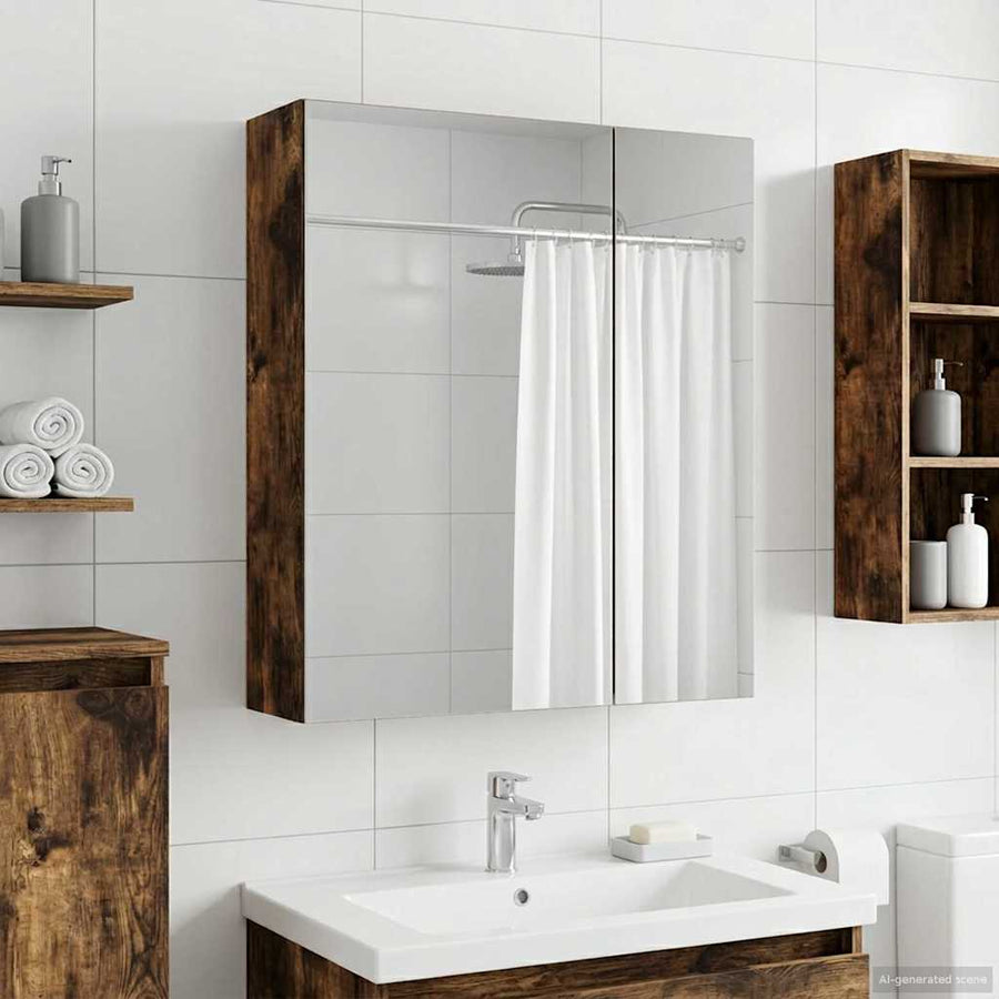 Badkamer spiegelkast met plank Gerookt eiken 60 x 14,5 x 70 cm