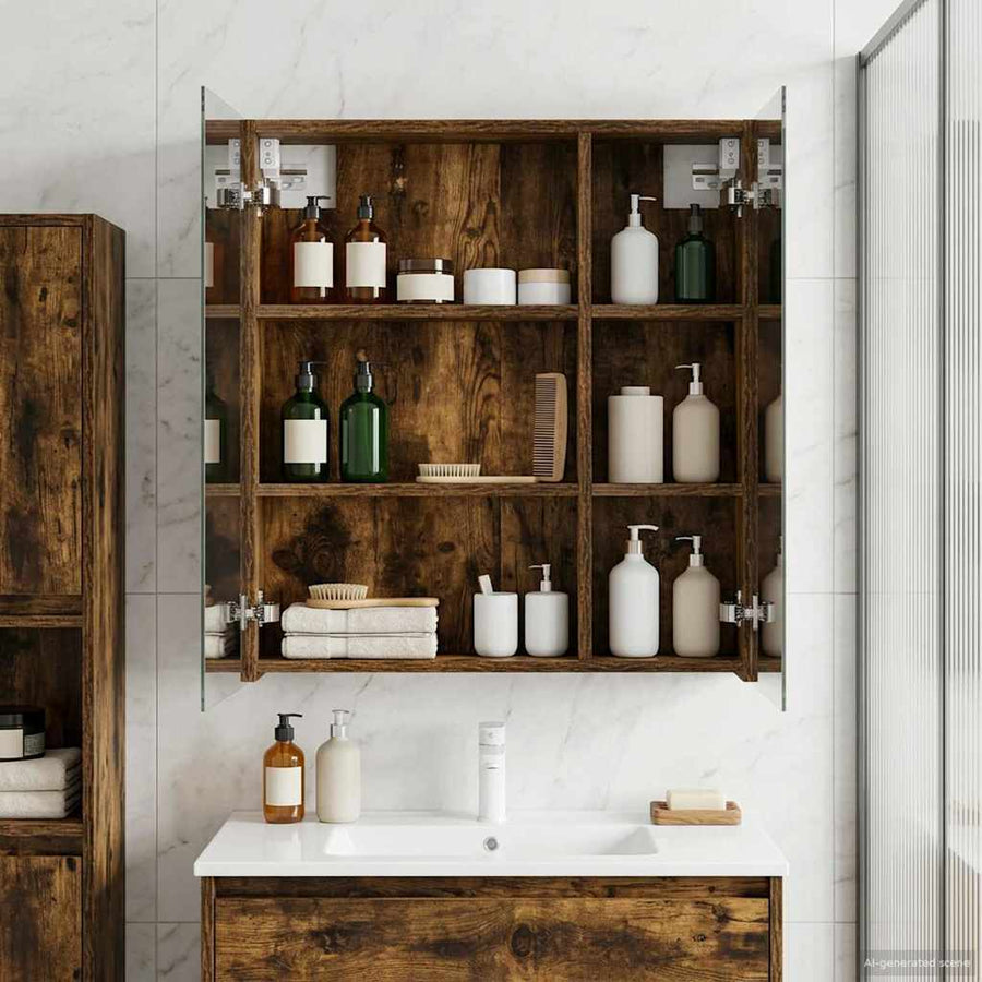 Badkamer spiegelkast met plank Gerookt eiken 60 x 14,5 x 70 cm