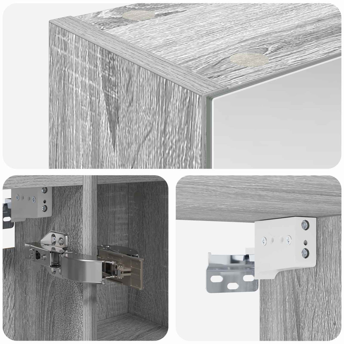 Badkamer spiegelkast met plank Grijs Sonoma 60 x 14,5 x 70 cm