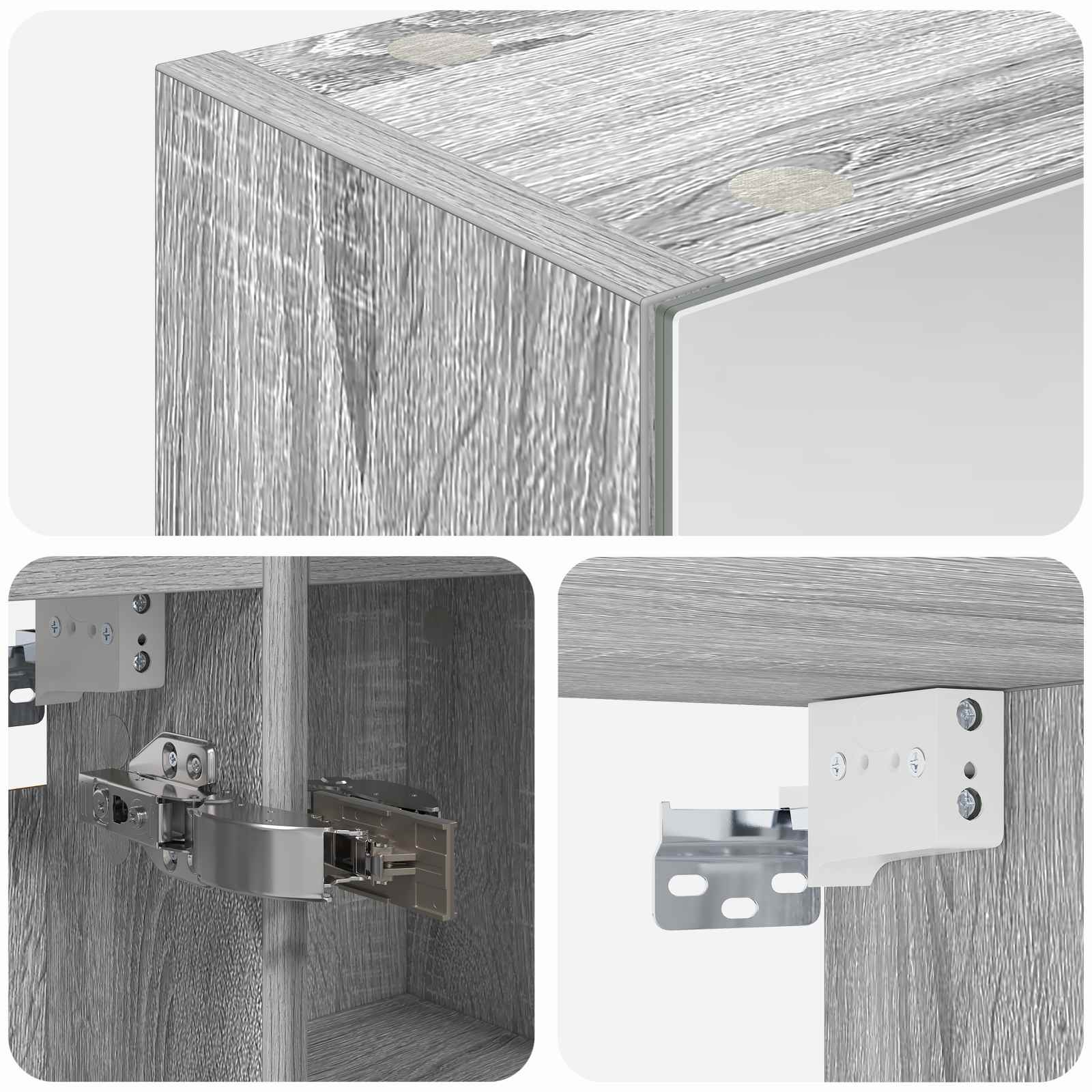 Badkamer spiegelkast met plank Grijs Sonoma 60 x 14,5 x 70 cm
