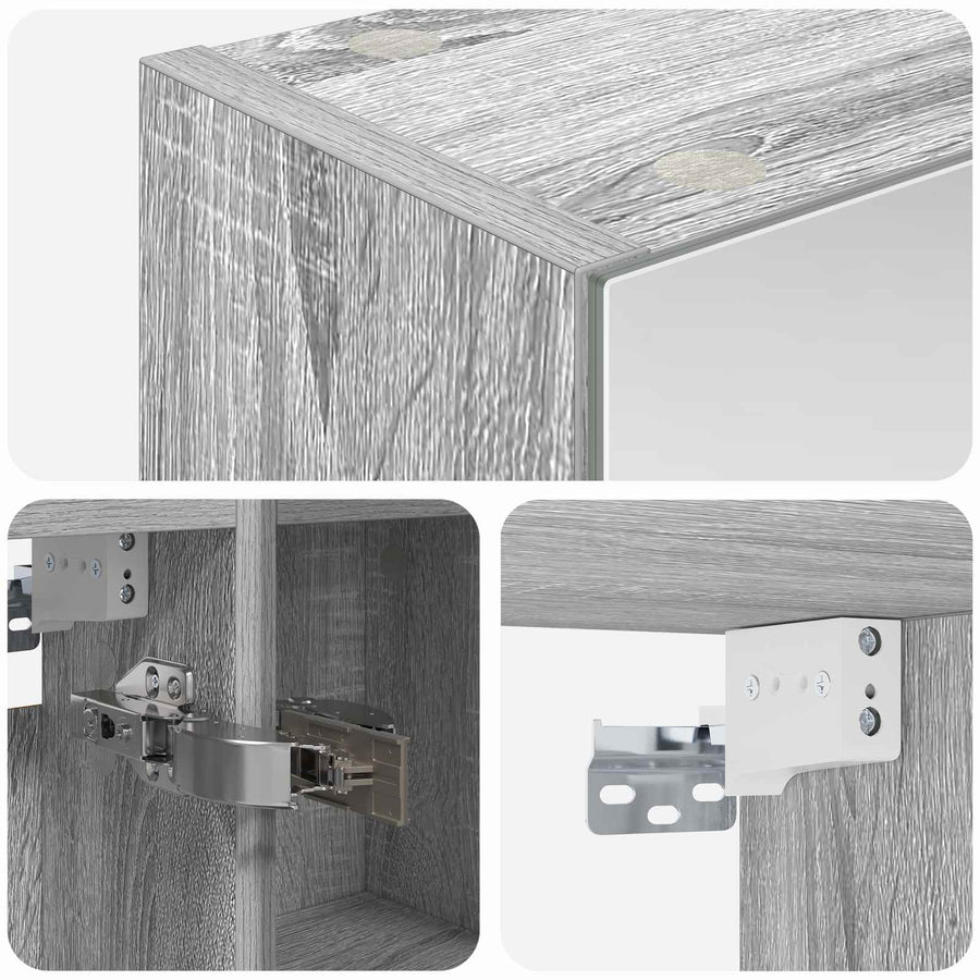 Badkamer spiegelkast met plank Grijs Sonoma 60 x 14,5 x 70 cm