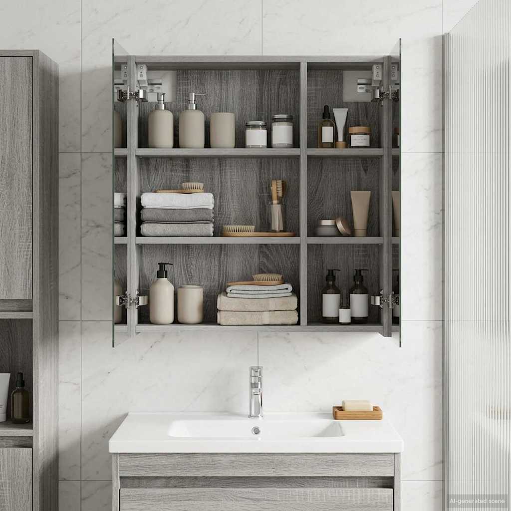 Badkamer spiegelkast met plank Grijs Sonoma 60 x 14,5 x 70 cm