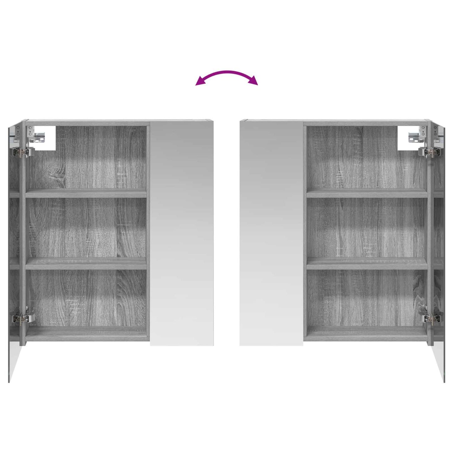 Badkamer spiegelkast met plank Grijs Sonoma 60 x 14,5 x 70 cm
