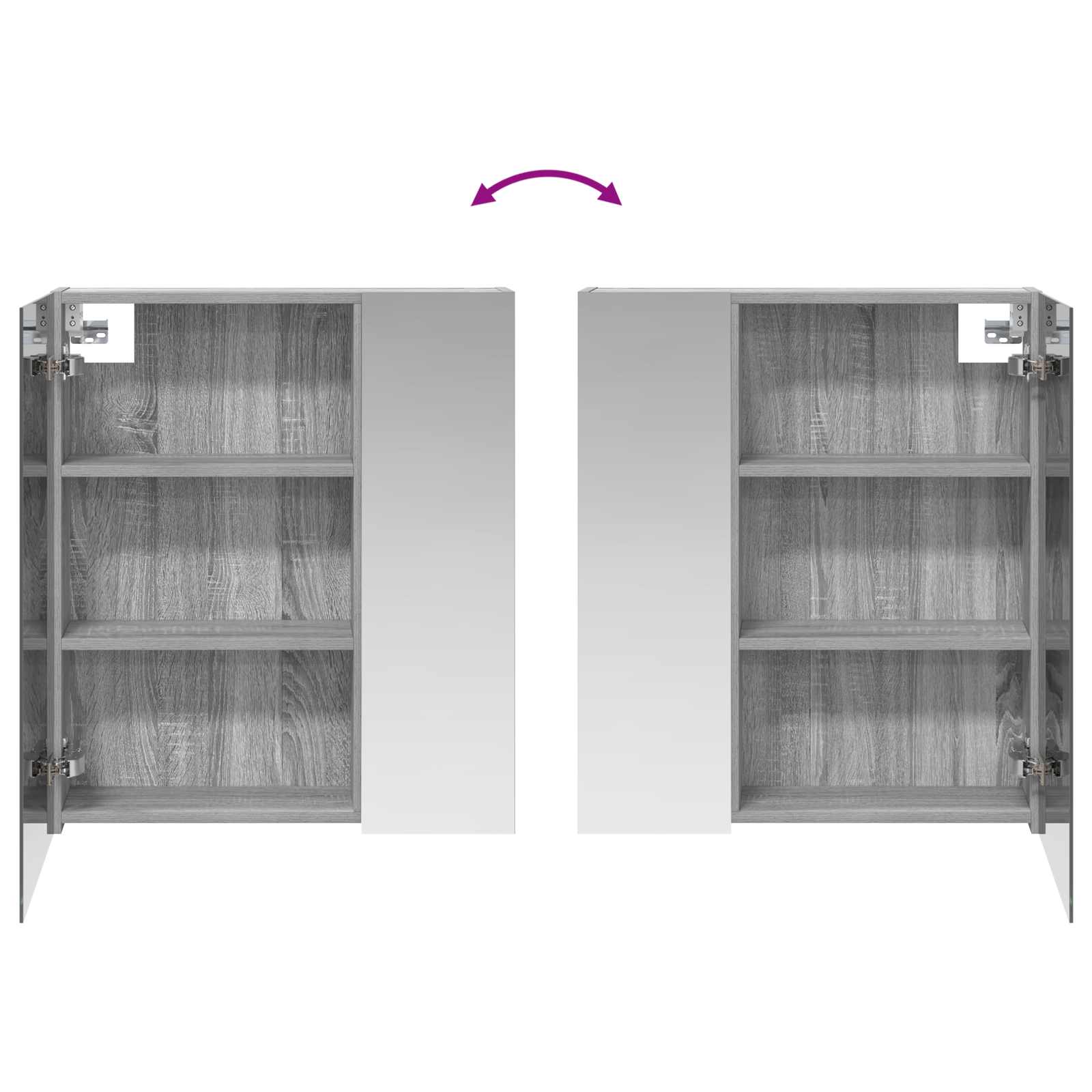 Badkamer spiegelkast met plank Grijs Sonoma 60 x 14,5 x 70 cm