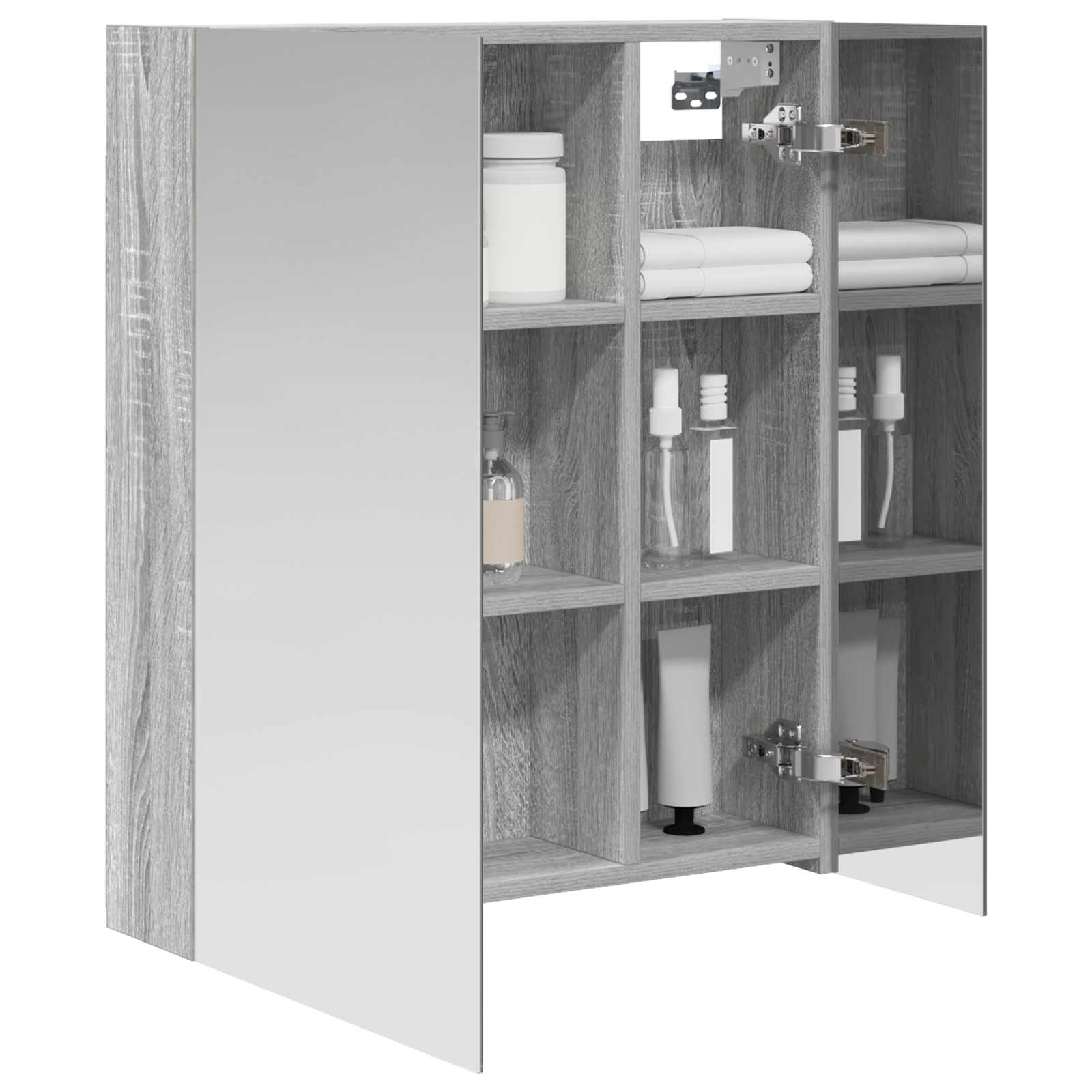 Badkamer spiegelkast met plank Grijs Sonoma 60 x 14,5 x 70 cm