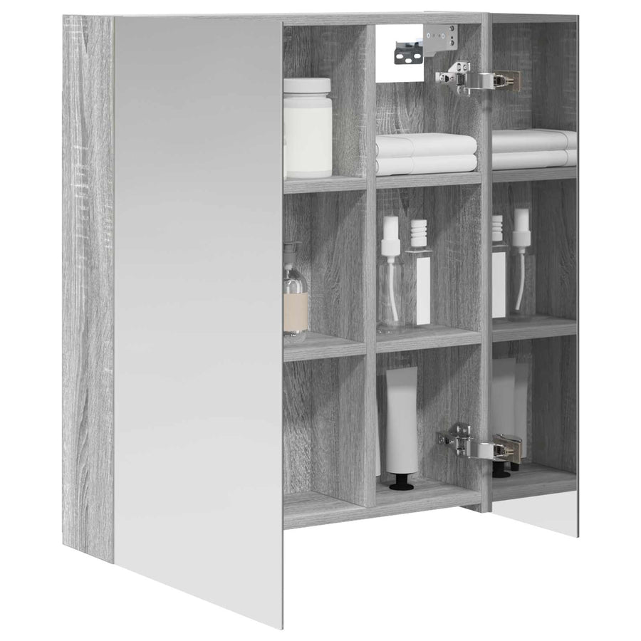 Badkamer spiegelkast met plank Grijs Sonoma 60 x 14,5 x 70 cm