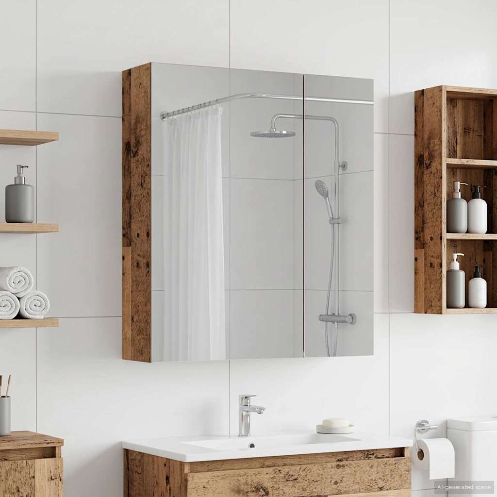Badkamer spiegelkast Oudhout 60 x 14,5 x 70 cm Bewerkt hout