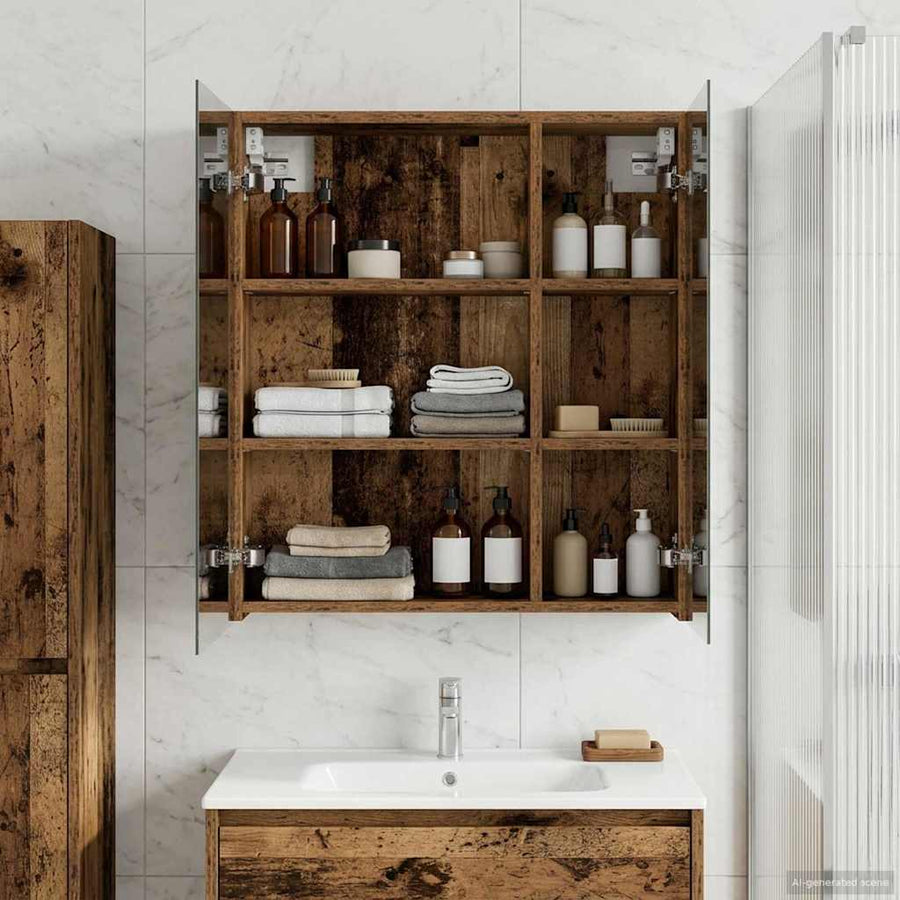 Badkamer spiegelkast Oudhout 60 x 14,5 x 70 cm Bewerkt hout