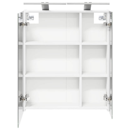 Badkamer spiegelkast Wit 60 x 14,5 x 70 cm Bewerkt hout