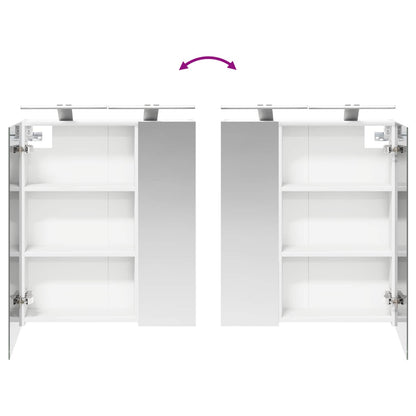 Badkamer spiegelkast Wit 60 x 14,5 x 70 cm Bewerkt hout