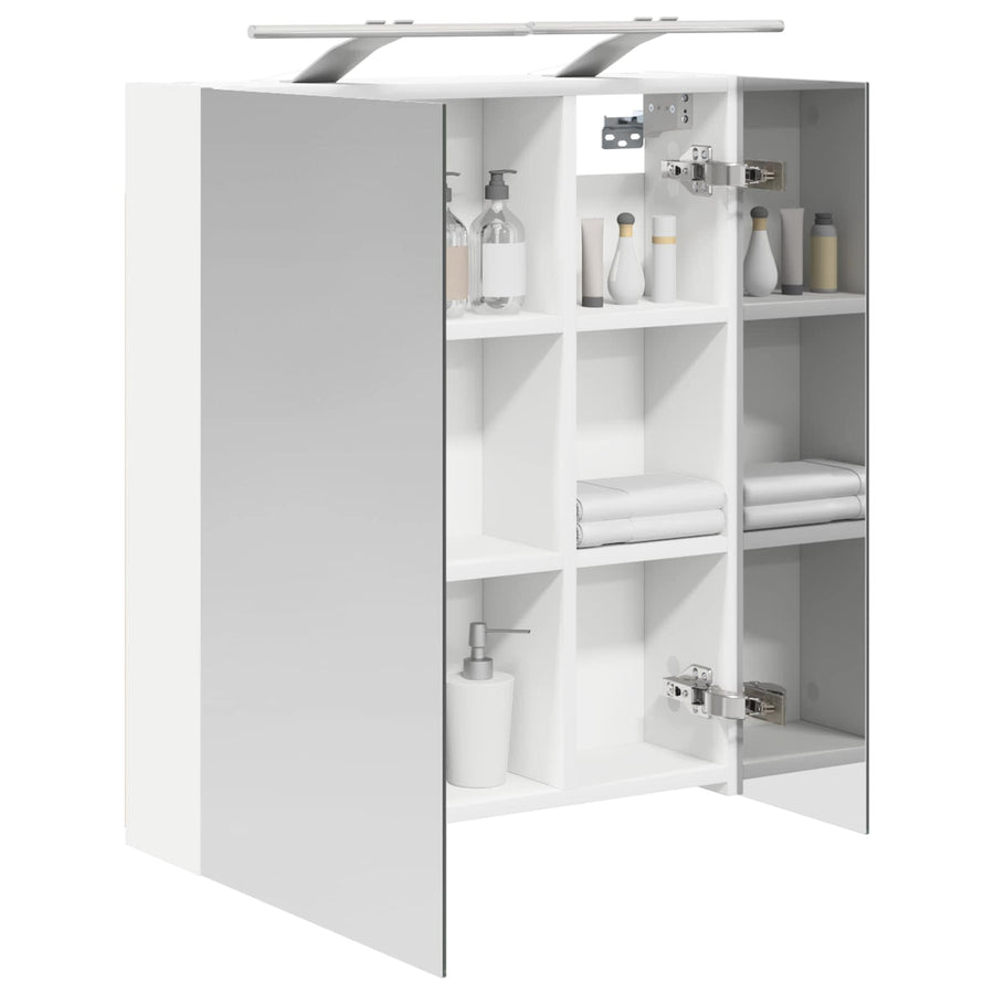 Badkamer spiegelkast Wit 60 x 14,5 x 70 cm Bewerkt hout