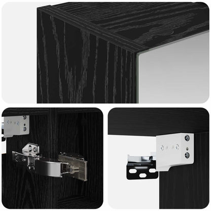 Badkamer spiegelkast Zwart Eiken 60 x 14,5 x 70 cm Bewerkt hout