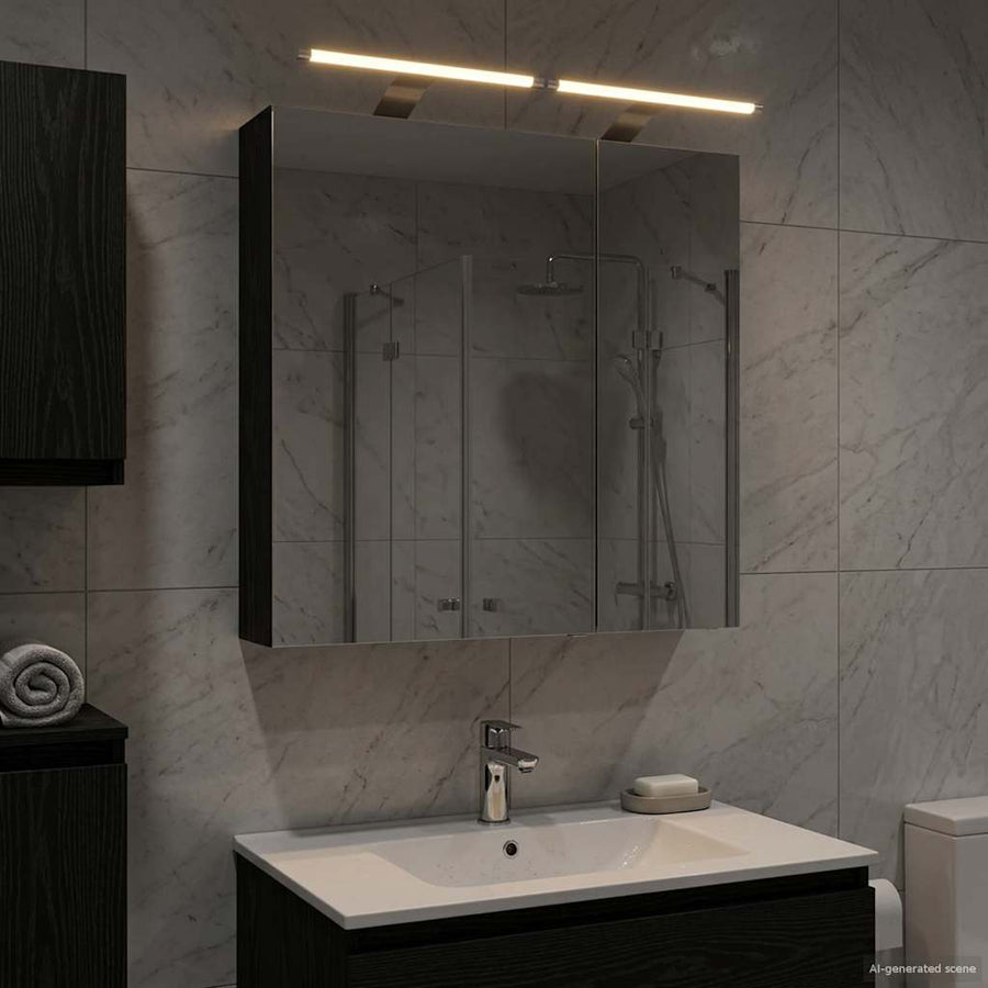 Badkamer spiegelkast Zwart Eiken 60 x 14,5 x 70 cm Bewerkt hout