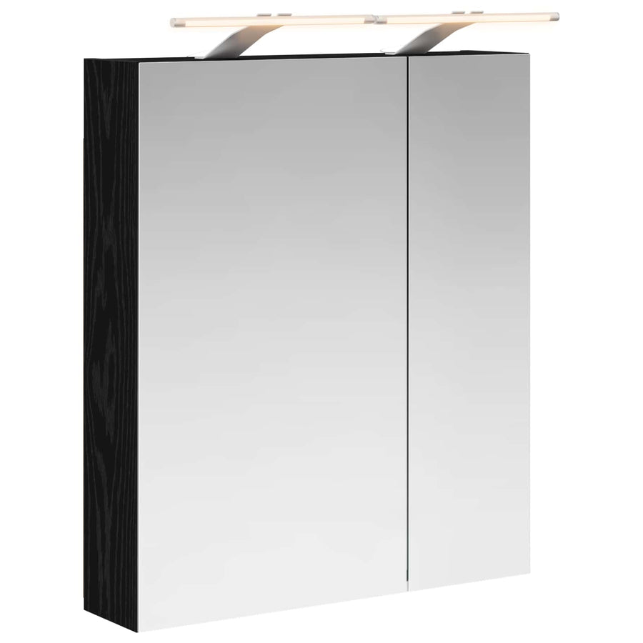 Badkamer spiegelkast Zwart Eiken 60 x 14,5 x 70 cm Bewerkt hout