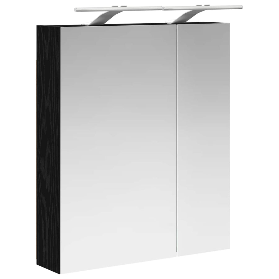Badkamer spiegelkast Zwart Eiken 60 x 14,5 x 70 cm Bewerkt hout