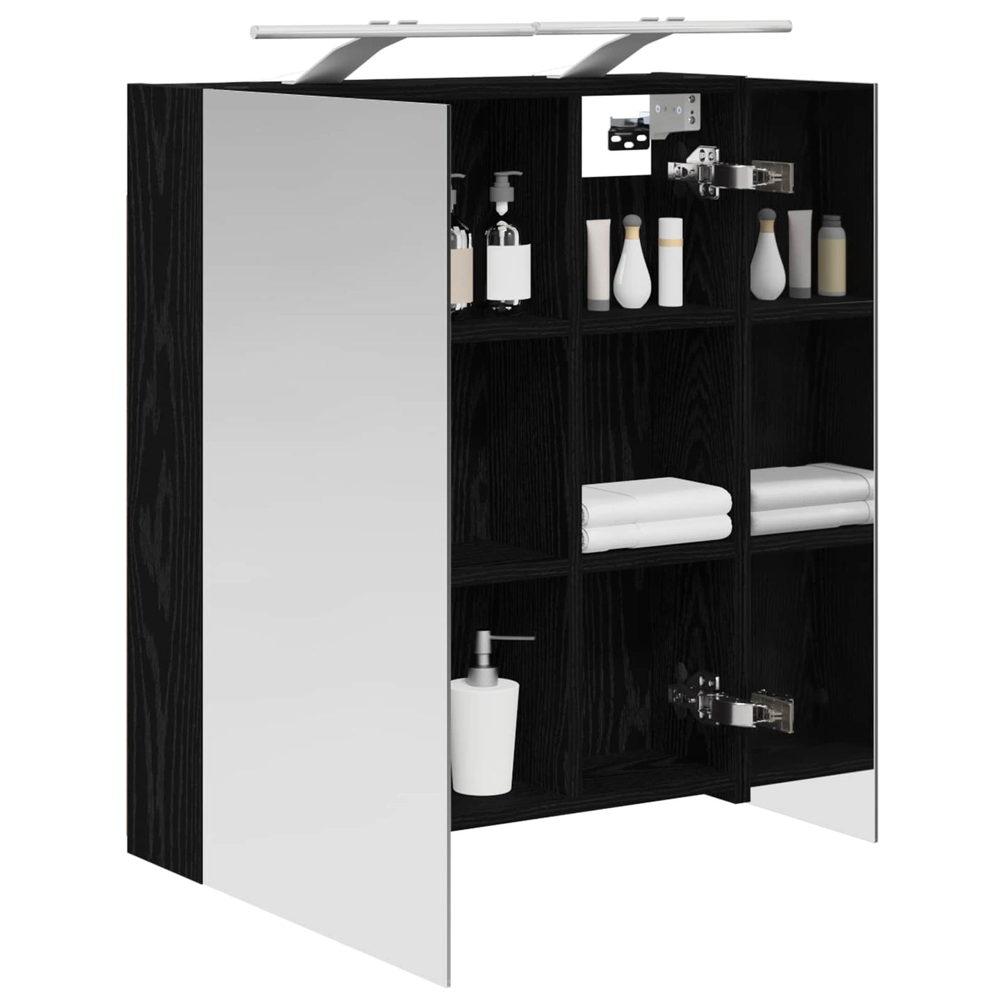 Badkamer spiegelkast Zwart Eiken 60 x 14,5 x 70 cm Bewerkt hout