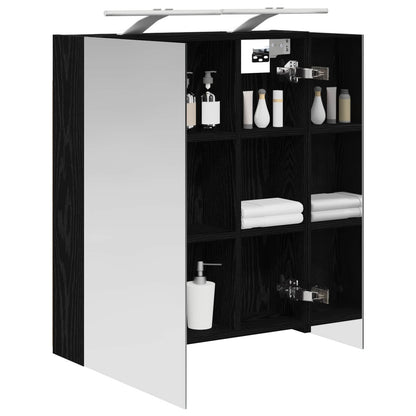 Badkamer spiegelkast Zwart Eiken 60 x 14,5 x 70 cm Bewerkt hout