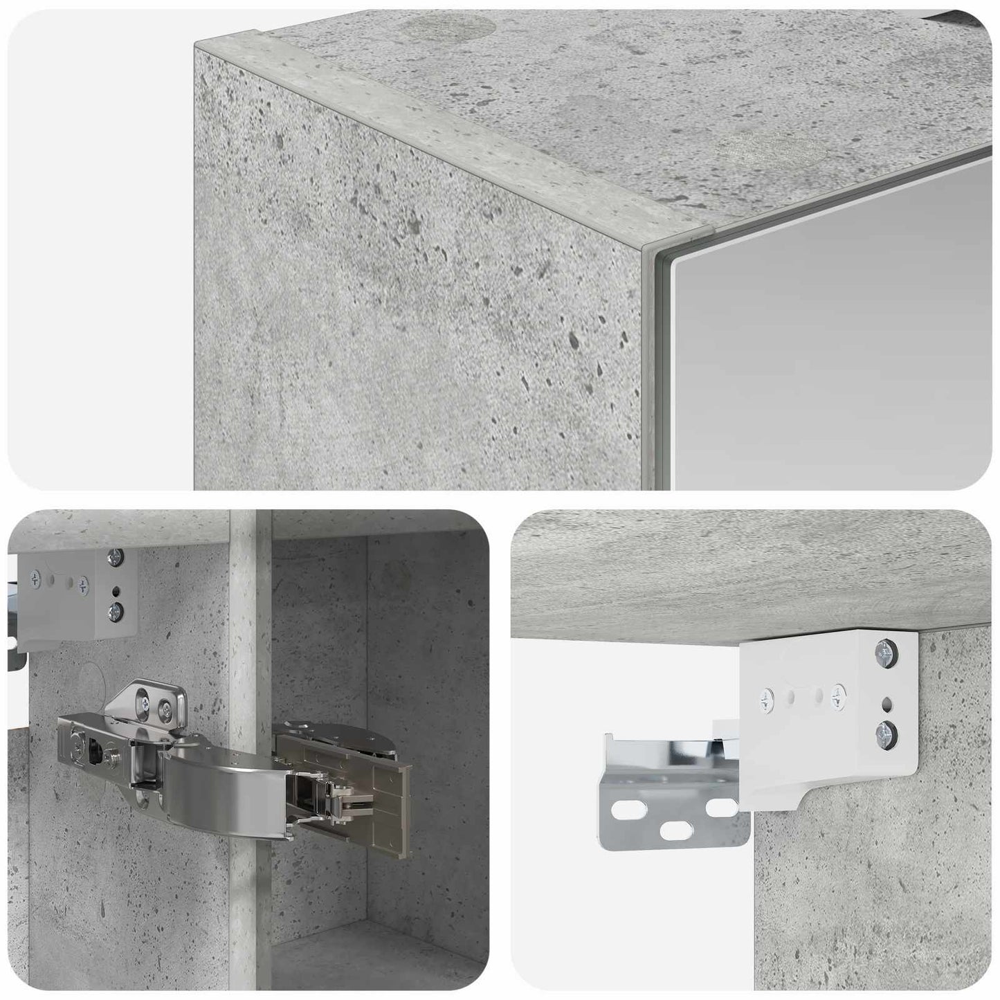 Badkamer spiegelkast Beton Grijs 60 x 14,5 x 70 cm Bewerkt hout