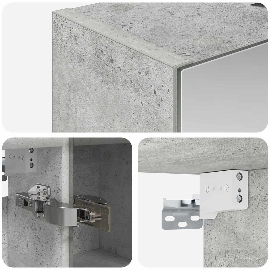 Badkamer spiegelkast Beton Grijs 60 x 14,5 x 70 cm Bewerkt hout