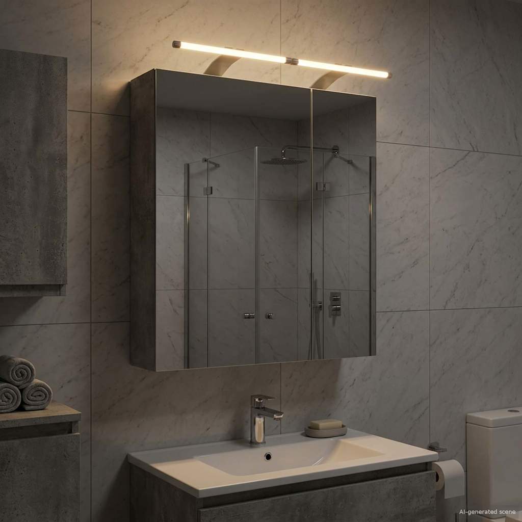 Badkamer spiegelkast Beton Grijs 60 x 14,5 x 70 cm Bewerkt hout