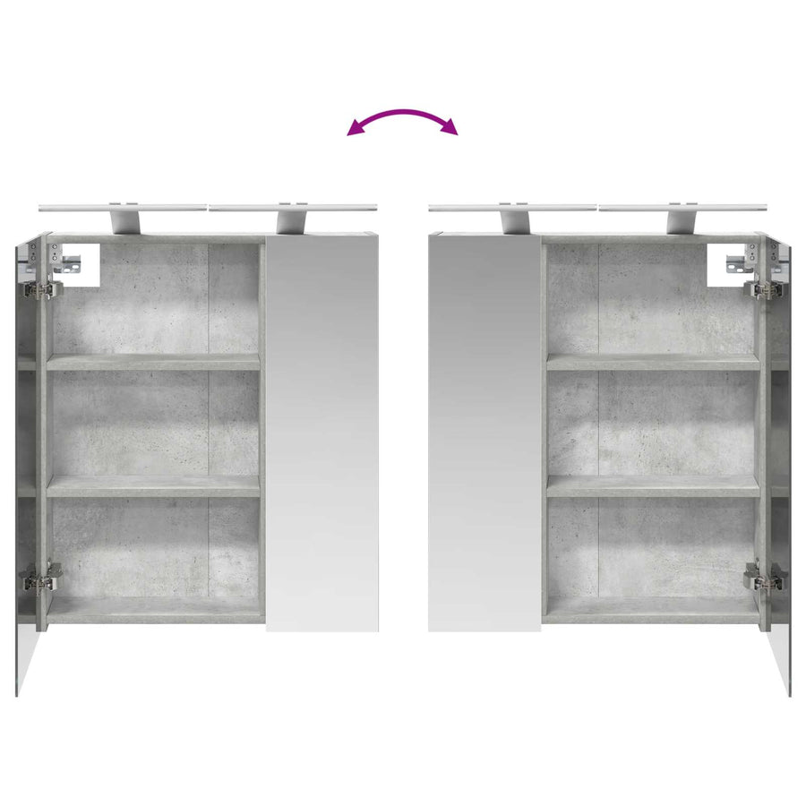 Badkamer spiegelkast Beton Grijs 60 x 14,5 x 70 cm Bewerkt hout