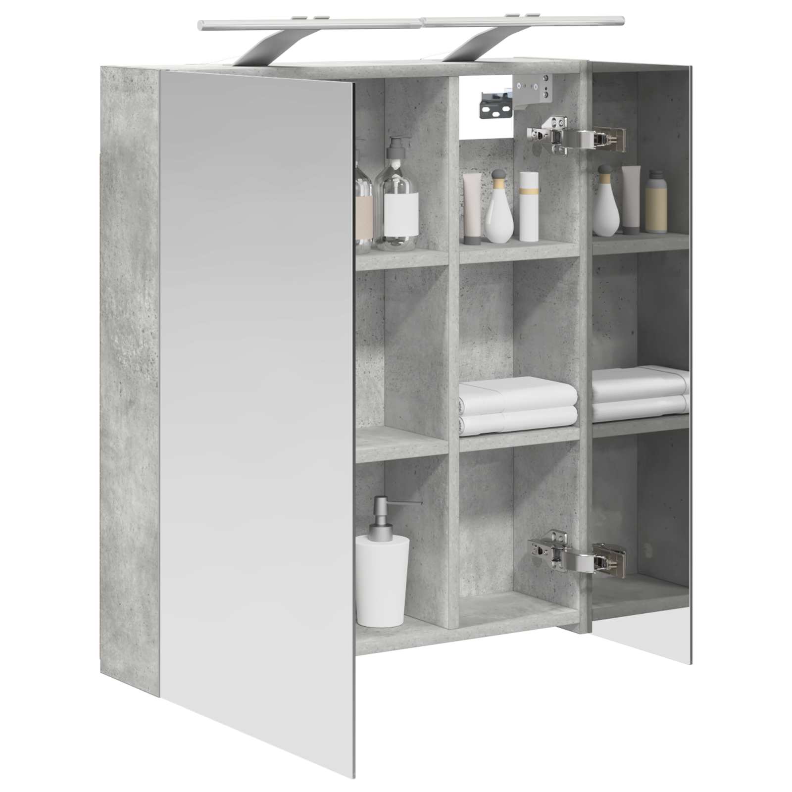 Badkamer spiegelkast Beton Grijs 60 x 14,5 x 70 cm Bewerkt hout