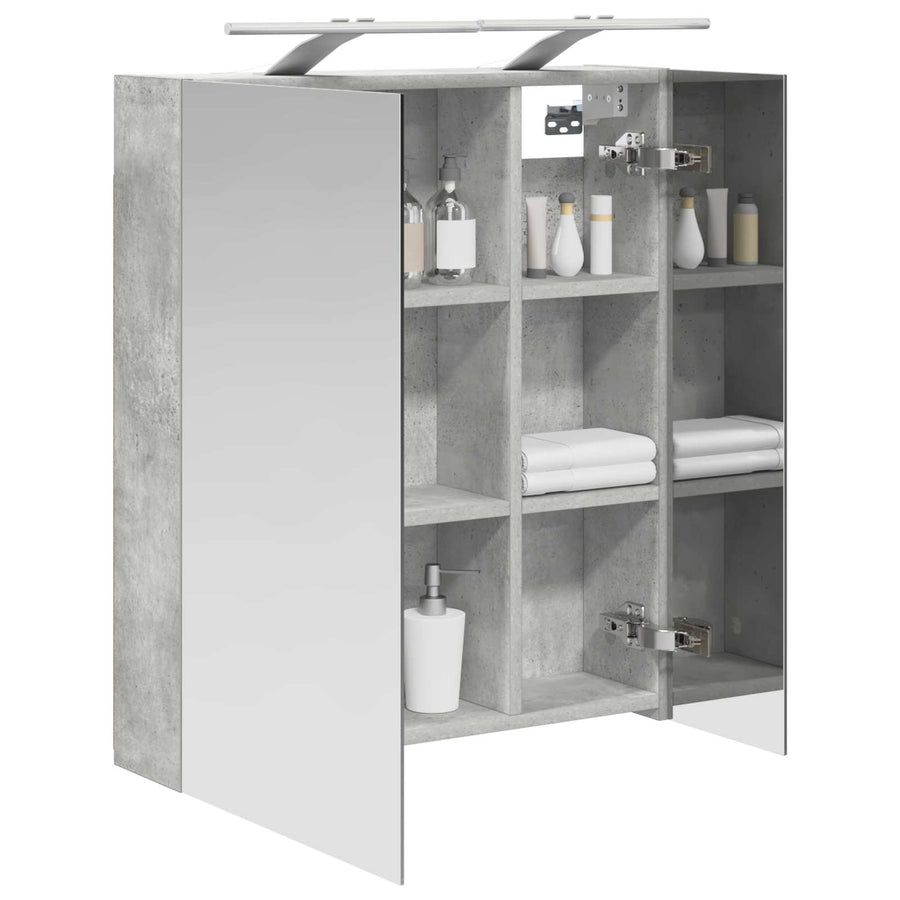 Badkamer spiegelkast Beton Grijs 60 x 14,5 x 70 cm Bewerkt hout