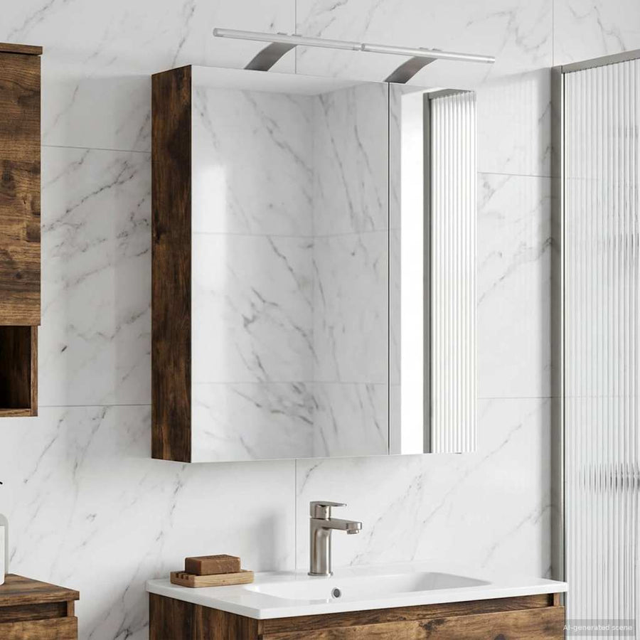 Badkamer spiegelkast met plank Gerookt eiken 60 x 14,5 x 70 cm