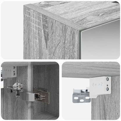 Badkamer spiegelkast met plank Grijs Sonoma 60 x 14,5 x 70 cm