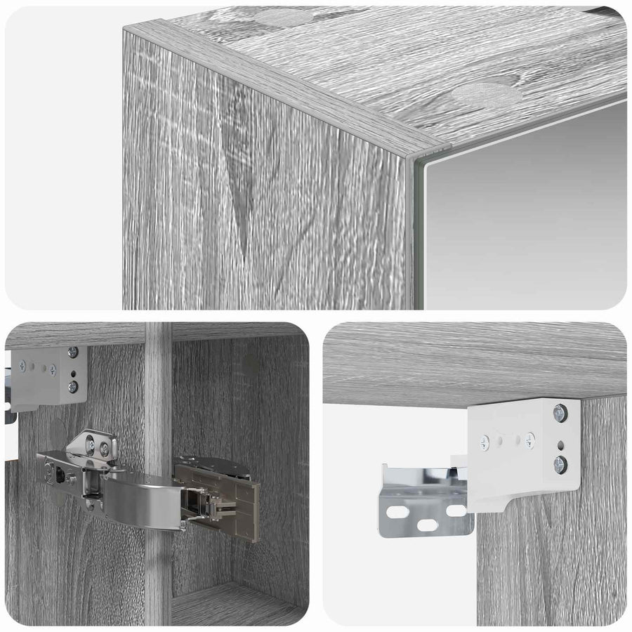 Badkamer spiegelkast met plank Grijs Sonoma 60 x 14,5 x 70 cm