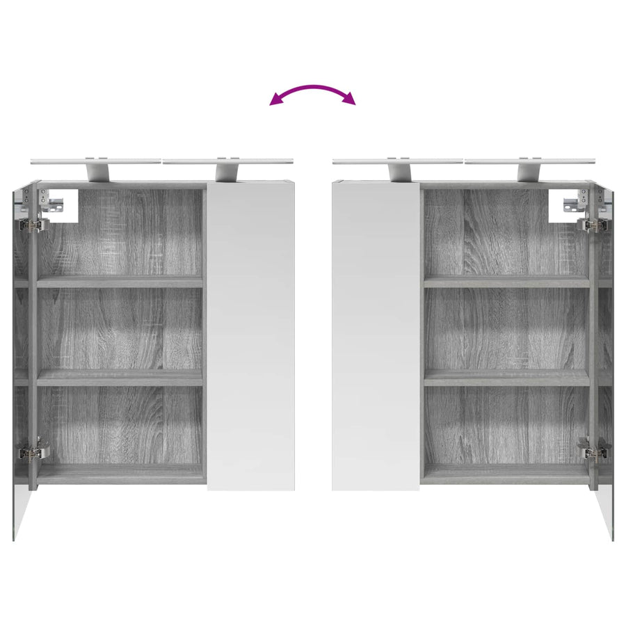 Badkamer spiegelkast met plank Grijs Sonoma 60 x 14,5 x 70 cm