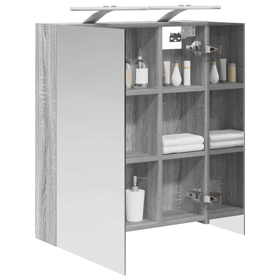 Badkamer spiegelkast met plank Grijs Sonoma 60 x 14,5 x 70 cm