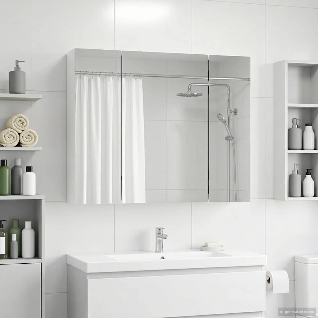 Badkamer spiegelkast voor Wit 60 x 14,5 x 50 cm Bewerkt hout
