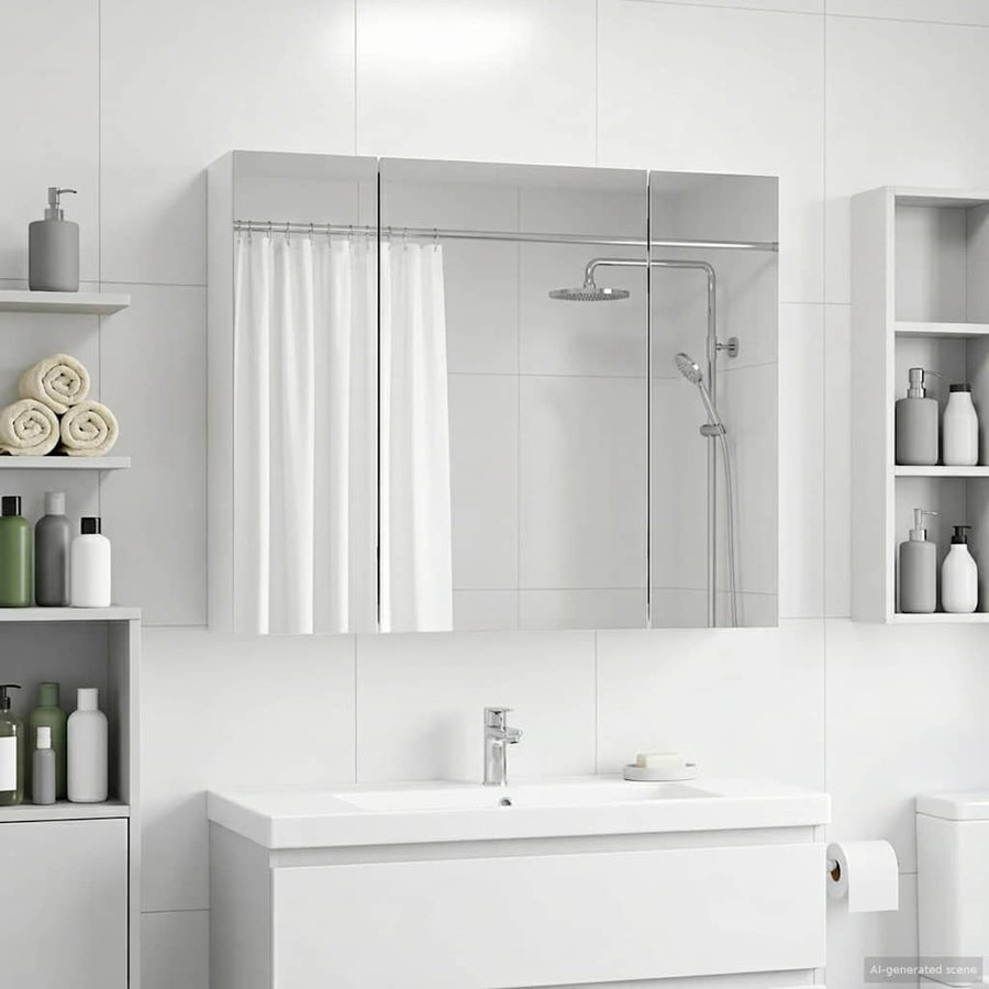 Badkamer spiegelkast voor Wit 60 x 14,5 x 50 cm Bewerkt hout