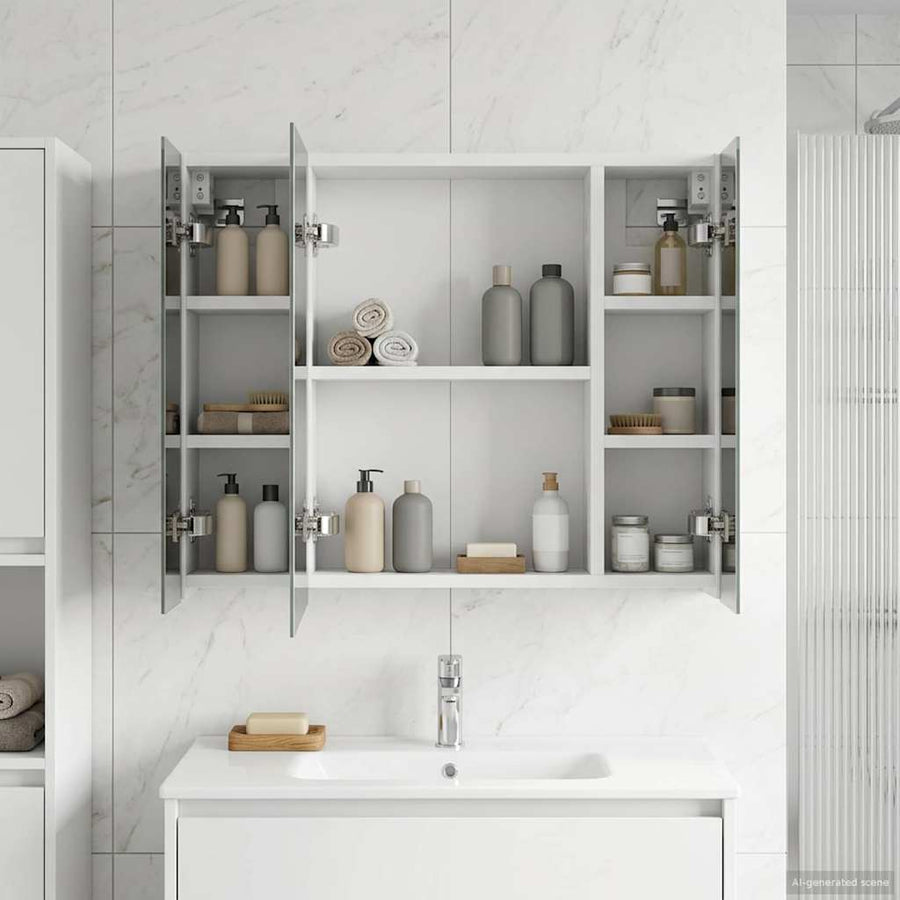 Badkamer spiegelkast voor Wit 60 x 14,5 x 50 cm Bewerkt hout