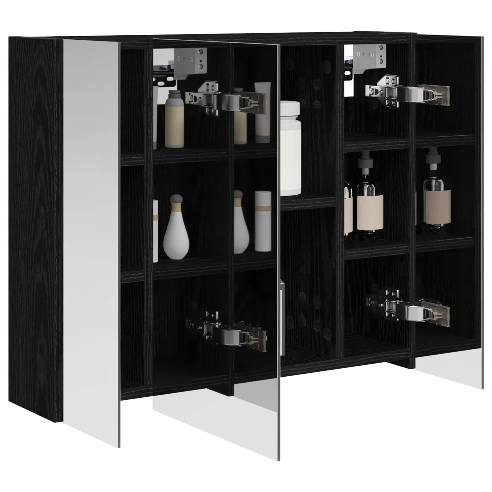 Badkamer spiegelkast Zwart Eiken 60 x 14,5 x 50 cm Bewerkt hout