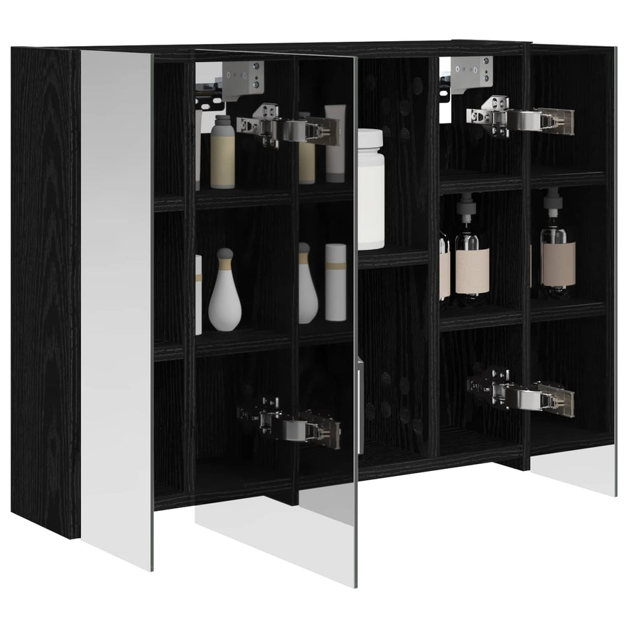 Badkamer spiegelkast Zwart Eiken 60 x 14,5 x 50 cm Bewerkt hout
