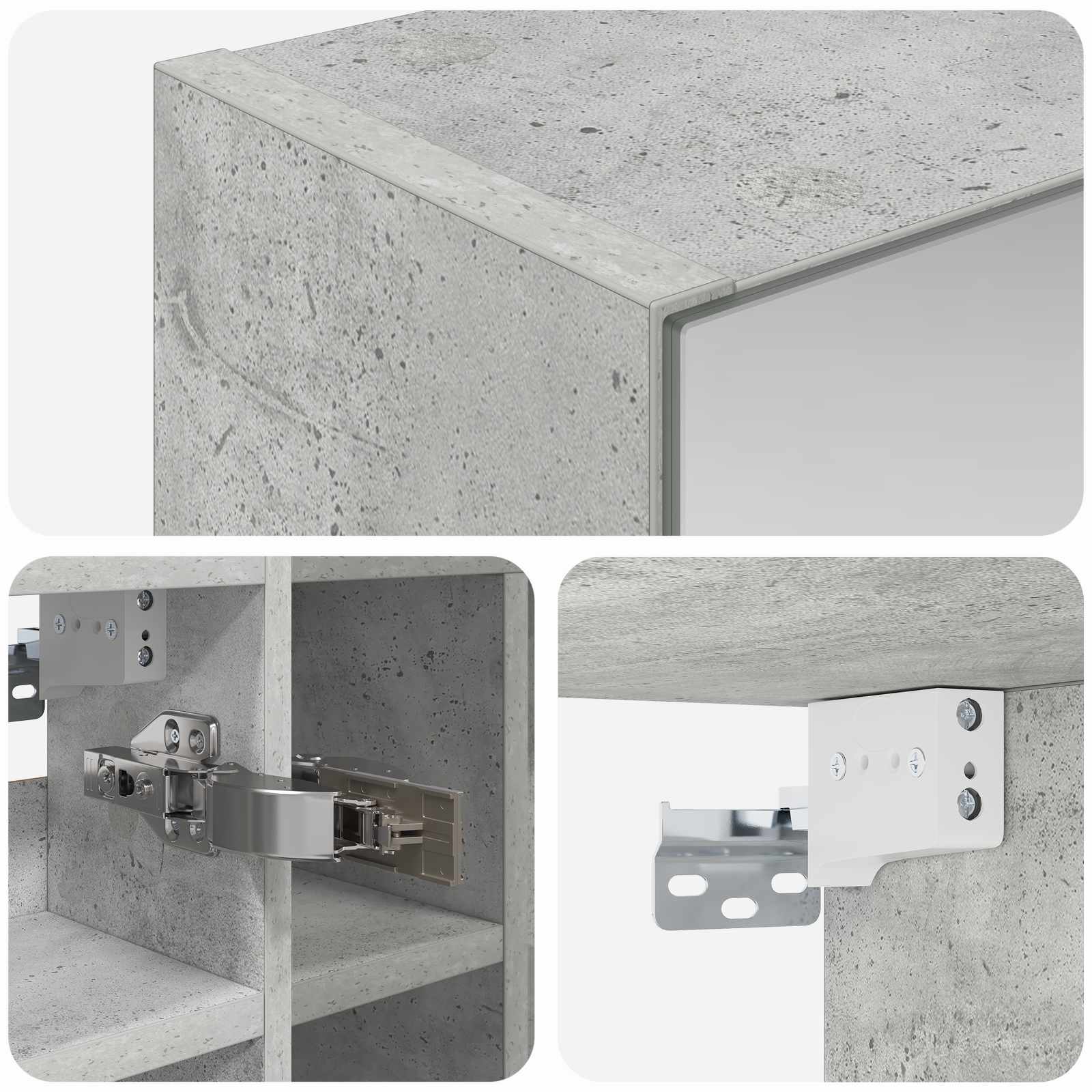 Badkamer spiegelkast Beton Grijs 60 x 14,5 x 50 cm Bewerkt hout