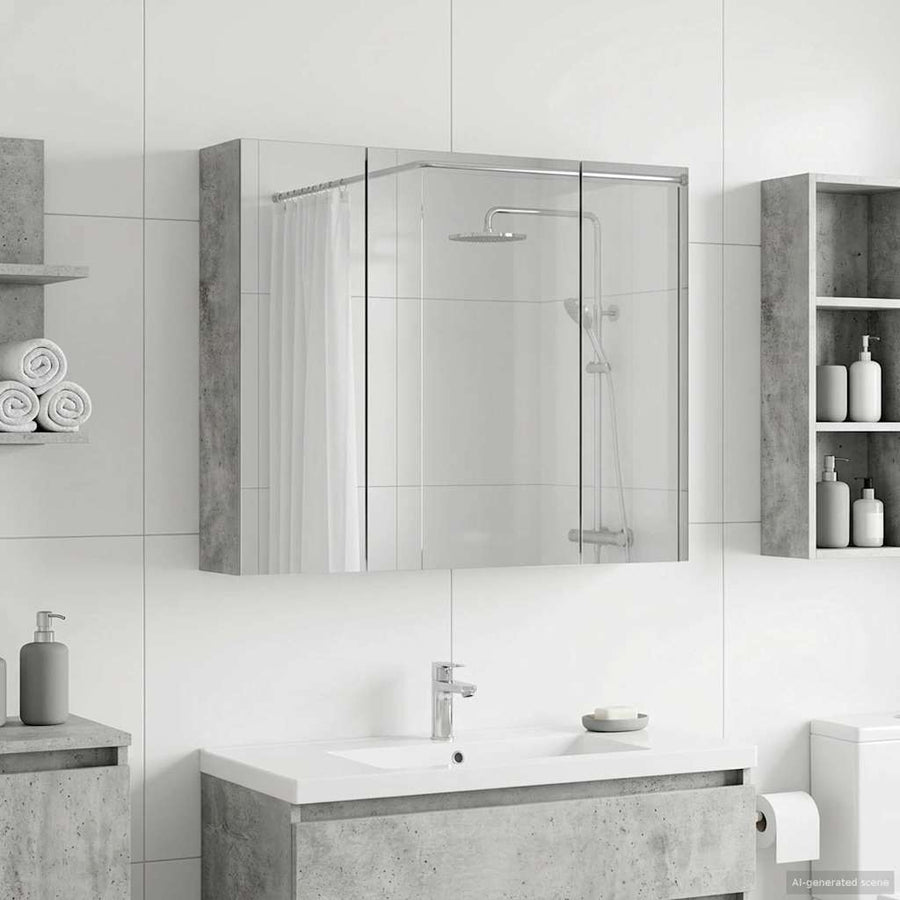Badkamer spiegelkast Beton Grijs 60 x 14,5 x 50 cm Bewerkt hout