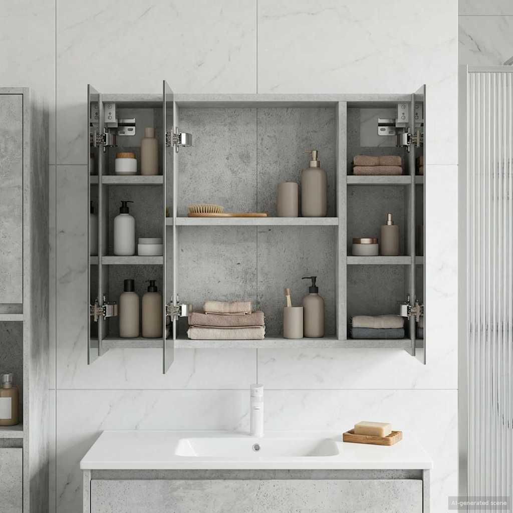 Badkamer spiegelkast Beton Grijs 60 x 14,5 x 50 cm Bewerkt hout
