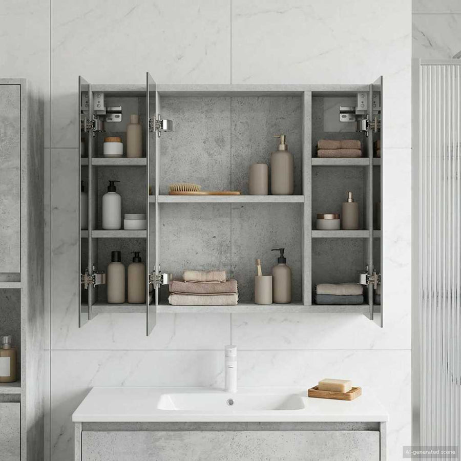 Badkamer spiegelkast Beton Grijs 60 x 14,5 x 50 cm Bewerkt hout